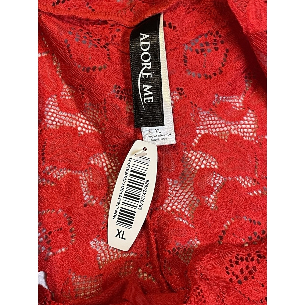 Adore Me Bodysuit Lingerie Size XL Red Lace Halter One Piece Teddy Backless NWT‎ - Picture 3 of 6